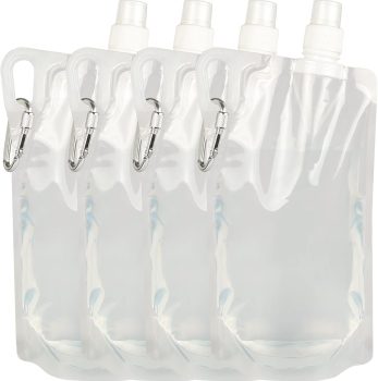 4 Pack Collapsible Water Bottles, Foldable Water Bottles for Traveling, Soft Water Bottle for Hiking, Running, Camping with 4 Loops