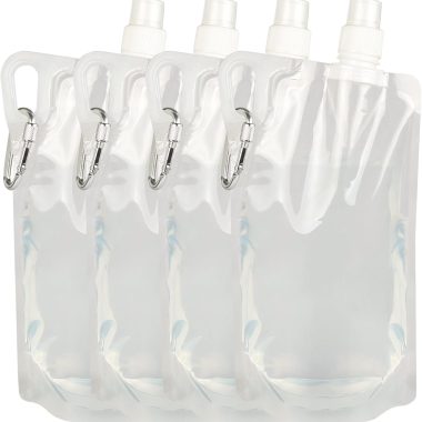 4 Pack Collapsible Water Bottles, Foldable Water Bottles for Traveling, Soft Water Bottle for Hiking, Running, Camping with 4 Loops